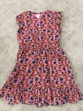 Crewcuts Pink Floral Button-Front Ruffle Dress
